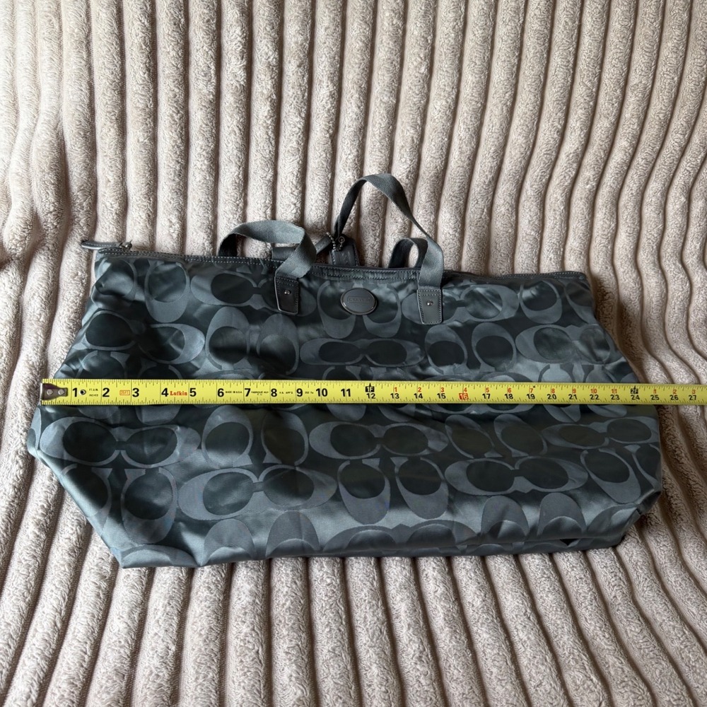 Coach Signature C Packable Weekender Tote Bag Gray Satin Travel Pouch 1941 - Picture 12 of 13